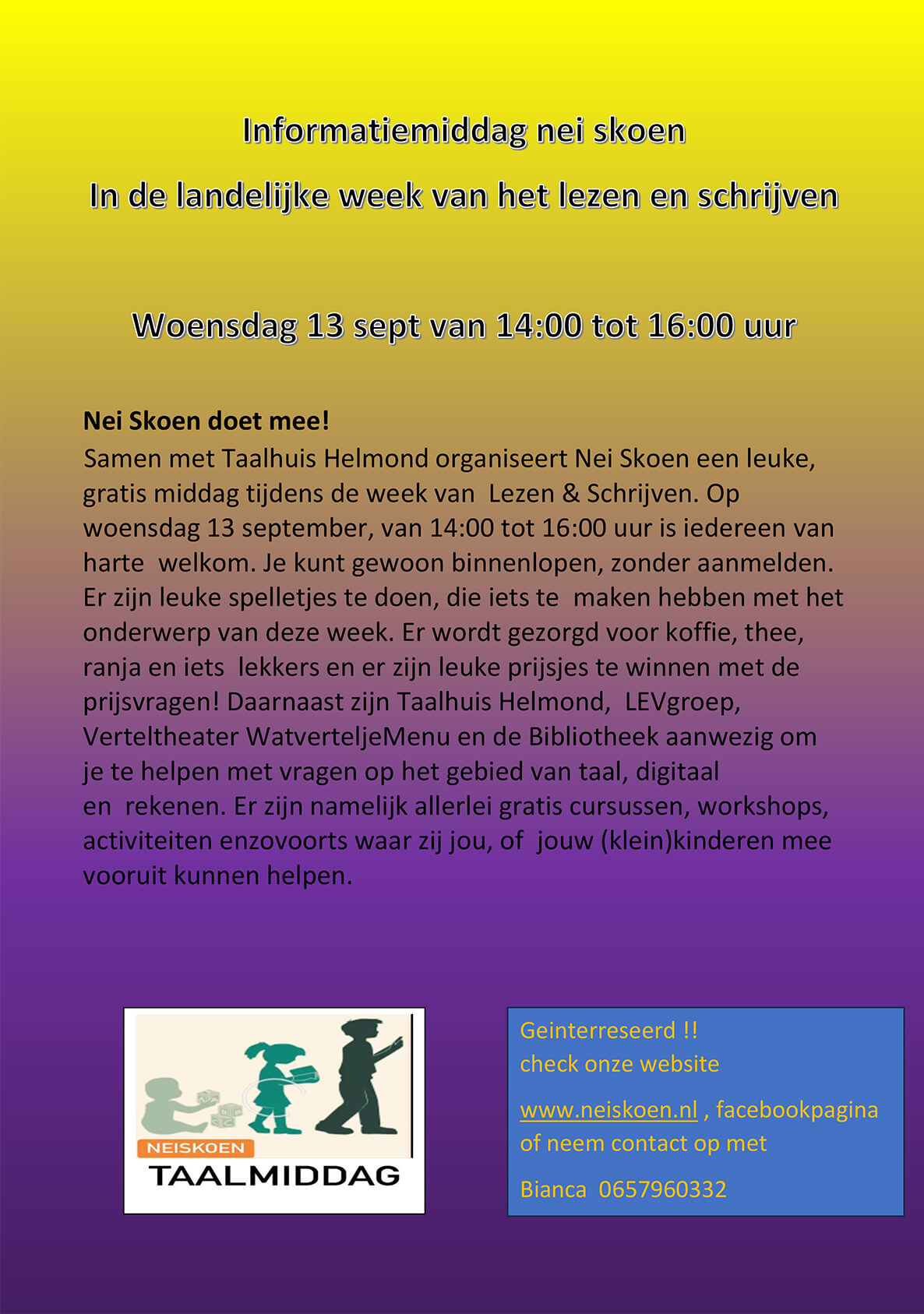 informatiemiddag skoen lev taalhuis Watverteljemenu